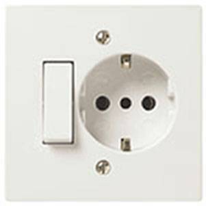1P 10AX 2-way switch+P30 outlet white