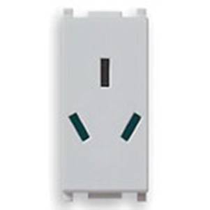 Gniazdo 2P+E, 10A, standard chiński, SICURY, 1M, srebrny