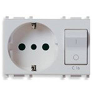 Gniazdo 2P+E, 16A, P30, z wyłącznikiem C16, 3M, srebrny