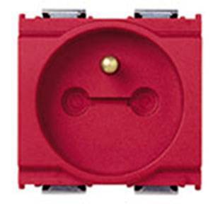 Gniazdo 2P+E, 16A, standard francuski, z blokadą, 2M, czerwony