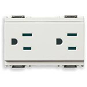 Dwa gniazdo 2P+E, 15A, 127V, standard amerykański, SICURY, 3M, biały