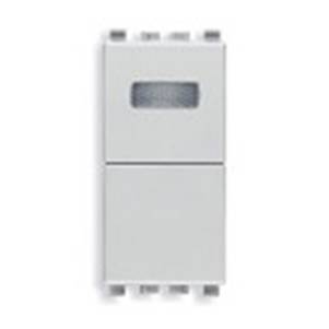 Przycisk 1P, NO, 10A z białym wskaźnikiem świetlnym, 1M, srebrny