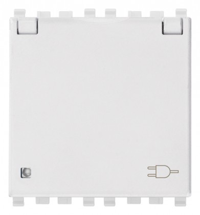 Gniazdo 2P+E, 16A, z bolcem, SICURY, 2M, biały, z pokrywą