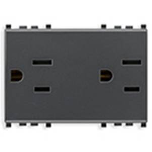 Podwójne gniazdo 2P+E, 15A, standard amerykański, SICURY, 1M, antracyt