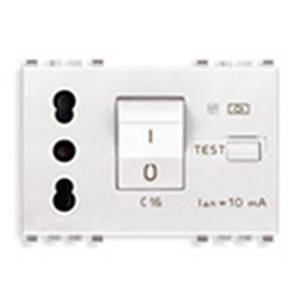 Gniazdo 2P+E, 10A, P17/11, z wyłącznikiem różnicowo-prądowym C10, 3M, biały