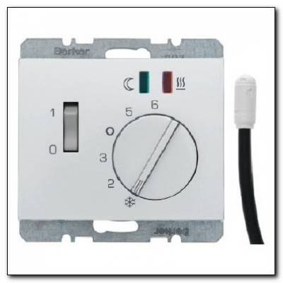 Regulator temperatury podłogowej z zestykiem zwiernym, elementem centralnym i łącznikiem; stal szlachetna, lakierowana; K.5 Numer katalogowy: 20347104