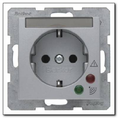 Gniazdo SCHUKO z ochroną przepięciową i polem opisowym; alu; B.1/B.7 Glas Numer katalogowy: 41081404