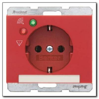 Gniazdo SCHUKO z ochroną przepięciową i polem opisowym; czerwony; K.1/K.5 Numer katalogowy: 41527115