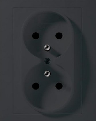 Gniazdo podwójne z uziemieniem komplet; antracyt; B.Kwadrat Numer katalogowy: 5361838986