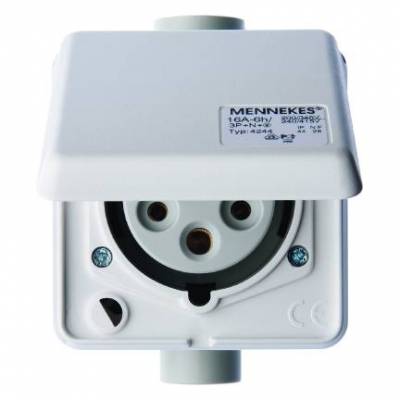 Gniazdo CEE p/t 16 A z pokrywą, 5-biegunowe; śnieżnobiały; System połączeniowy Numer katalogowy: 568001