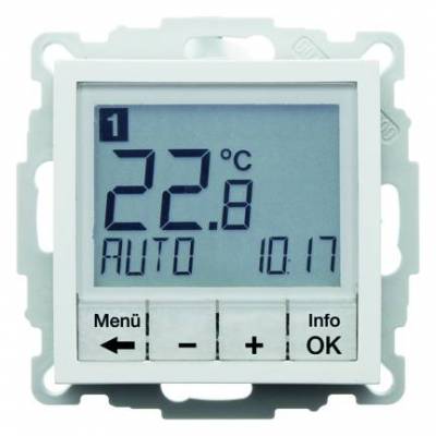 Regulator temperatury ze sterowaniem czasowym i elementem centralnym; śnieżnobiały; B.Kwadrat Numer katalogowy: 20448989