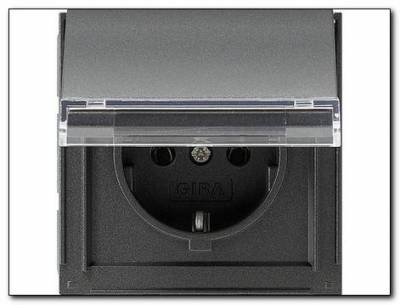 Gniazdo SCHUKO z ochr.dzi i klapką Gira TX_44 (IP 44) antracytowy