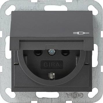 Gniazdo SCHUKO z klapką i ochroną dziecięcą System 55 antracytowy