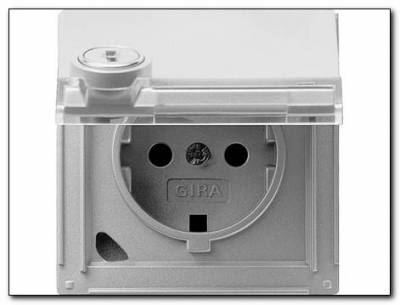 Gniazdo SCHUKO z klapką zamkiem s Gira TX_44 (IP 44) kolor alu