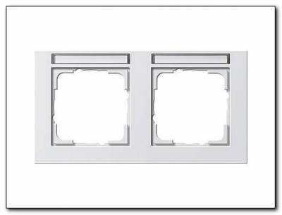 Ramka podwójna z p.opis, poziome Gira E2 biały matowy