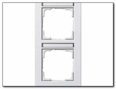 Ramka podwójna z p.opis, pionowe Gira E2 biały matowy