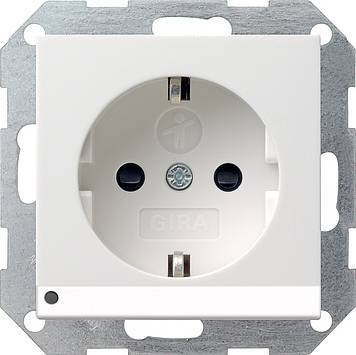 Gniazdo SCHUKO podś LED z ochr.dz System 55 biały matowy