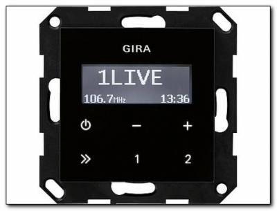 Podtynkowe radio RDS wygląd czarnego szkła (bez głośnika) Gira System 55