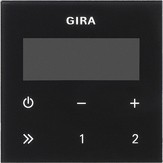 Wyświetlacz o wyglądzie czarnego szkła do obsługi radia podtynkowego RDS Gira System 55