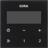 Wyświetlacz o wyglądzie czarnego szkła do obsługi radia podtynkowego RDS Gira System 55